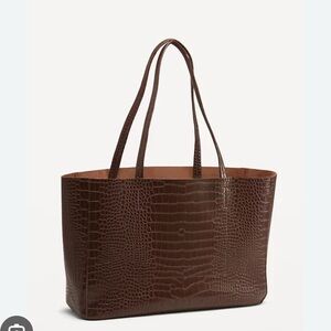 Faux Brown Crocodile-Embossed Tote Bag from Old Navy